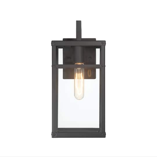 Hello Honey® Blake Black Modern Metal & Clear Glass Paneled Wall Mounted Outdoor Light